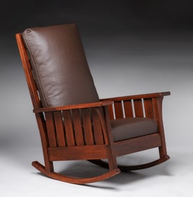 L&JG Stickley Tallback Slatted Rocker c1912-1915