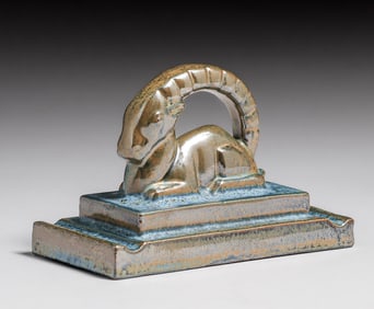 American Encaustic Tiling Co – New York Art Deco Ram Paperweight c1920s