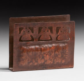 Minneapolis Handicraft Guild Hammered Copper Cutout Letter Rack c1910