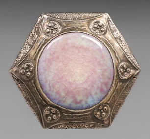 English Arts & Crafts Sterling Silver & Ruskin Enamel Brooch c1905