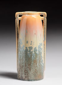 Eljer Pottery – Ford City, PA Two-Handled Blue Crystalline Vase c1920s