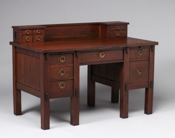 Early Homebuilt Gustav Stickley Executive Desk c1902