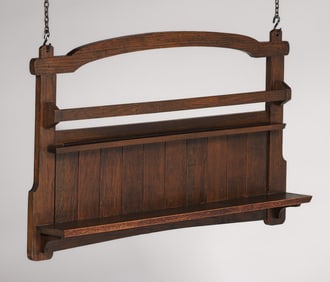 Early Gustav Stickley #903 Hanging Oak Plate Rail c1901