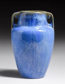 Fulper Pottery Two-Handled Micro-Crystalline Blue Vase c1917-1920