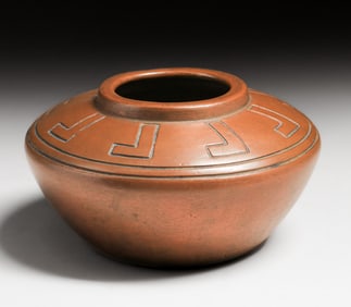 Clewell Copper-Clad Incised Owens Pottery Vase c1910