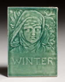 Low Art Tile - Chelsea, MA "WINTER" Pre-Raphaelite Tile c1880s