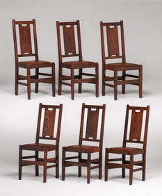 Gustav Stickley Set of 6 H-Back Dining Chairs c1912-1915