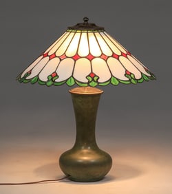 Hampshire Pottery #131 Leaded Glass Lamp c1910