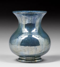 Fulper Pottery Mirror Blue Flared Vase c1910s