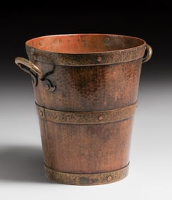 Gustav Stickley - Onondaga Metal Shops - Benedict Studios Hammered Copper & Brass Two-Handled