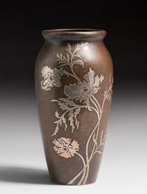 Heintz #3841 Sterling on Bronze Overlay Vase c1915