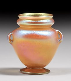 Tiffany Favrile Glass Small Two-Handled Vase c1910