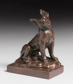 Paul Herzel Copper-Clad Bulldog Paperweight Bookend c1920s