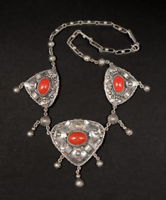 Arts & Crafts Silver & Carnelian Continental Necklace c1920s
