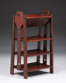 Lakeside Crafts Shop – Sheboygan, WI Mahogany Book Trough Magazine Stand c1910