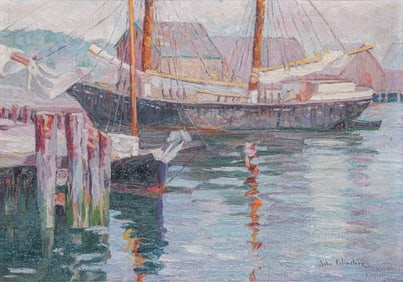 John Fulton Folinsbee (1892-1972) Painting Gloucester Harbor c1919