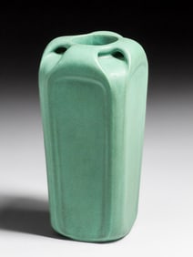 Teco Pottery #184 Prairie School Square Four-Handled Vase c1910