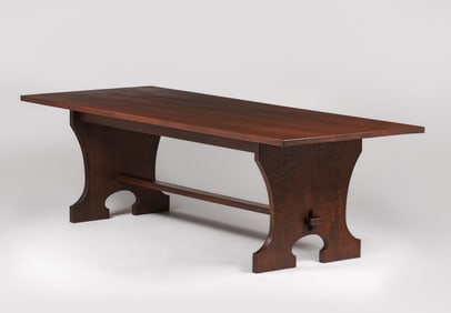 Large Arts & Crafts Mouse-Hole Trestle Table c1910