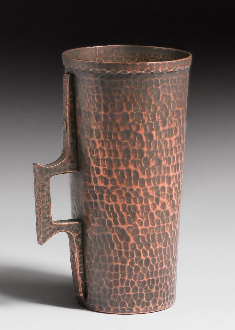 Arts & Crafts Hammered Copper One-Handled Vessel c1920s (1 of 6)