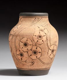 Weller Burntwood Floral Vase c1910s