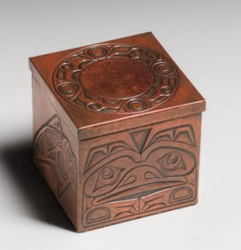 Northwest Coast Nuxalk Tribe Embossed Copper Box c1990s