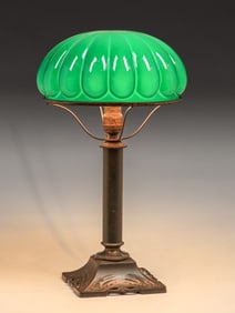 Bradley & Hubbard Green Mushroom Shade Lamp c1920