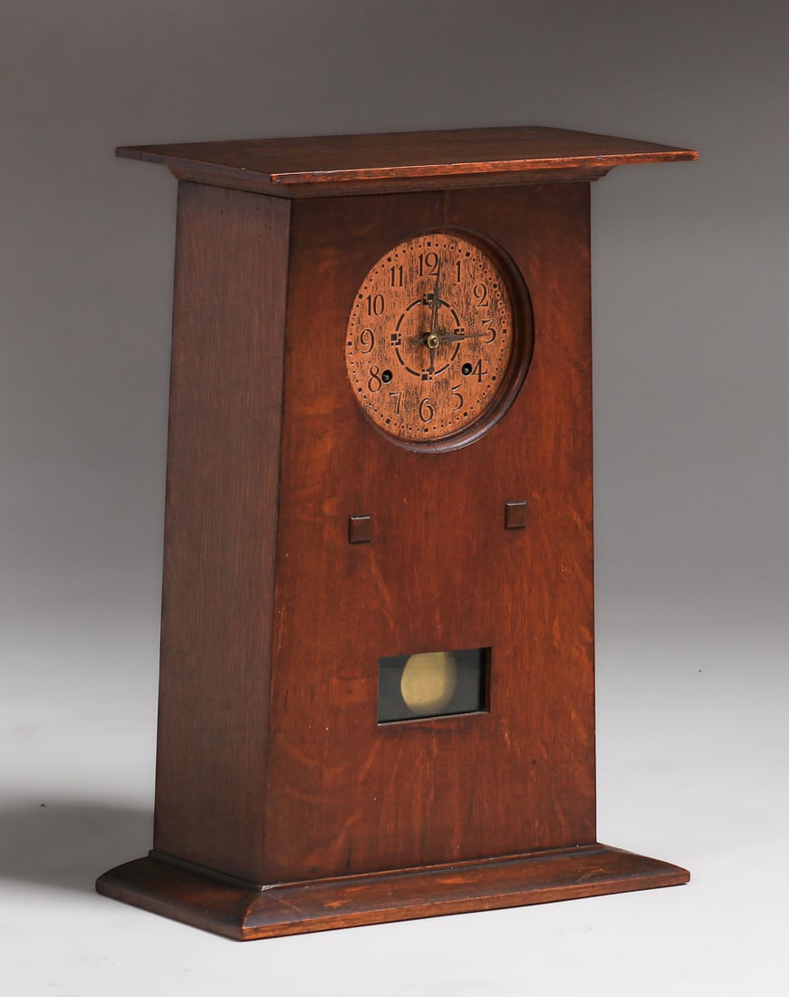 L&JG Stickley Oak Mantle Clock c1910 (1 of 5)