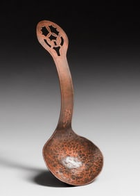 Arts & Crafts Period Hammered Copper Cutout Serving Spoon c1910