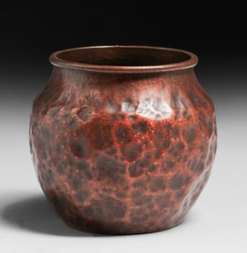 Dirk van Erp Hammered Copper Warty Vase c1915-1920
