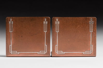 Heintz #7143 Sterling on Bronze Bookends c1915
