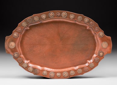 Fred Brosi Ye Olde Copper Shoppe Hammered Copper San Francisco Kennel Club Tray c1915