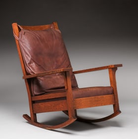 L&JG Stickley Tallback Open-Arm Rocker c1905-1907