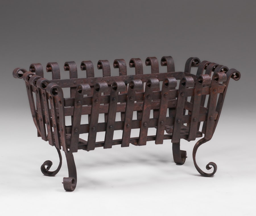 Arts & Crafts Spanish Revival Hand-Forged Iron Fireplace Grate c1920s (1 of 5)