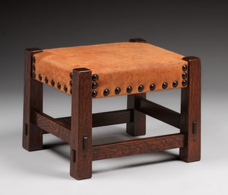 Contemporary Voorhees Craftsman Oak Reverse-Tapered Footstool 2008