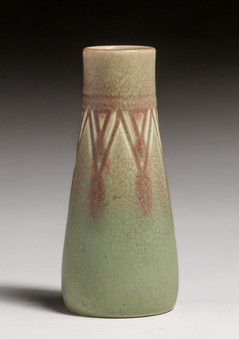 Rookwood Pottery #950 Matte Green & Red Vase 1907 (1 of 4)