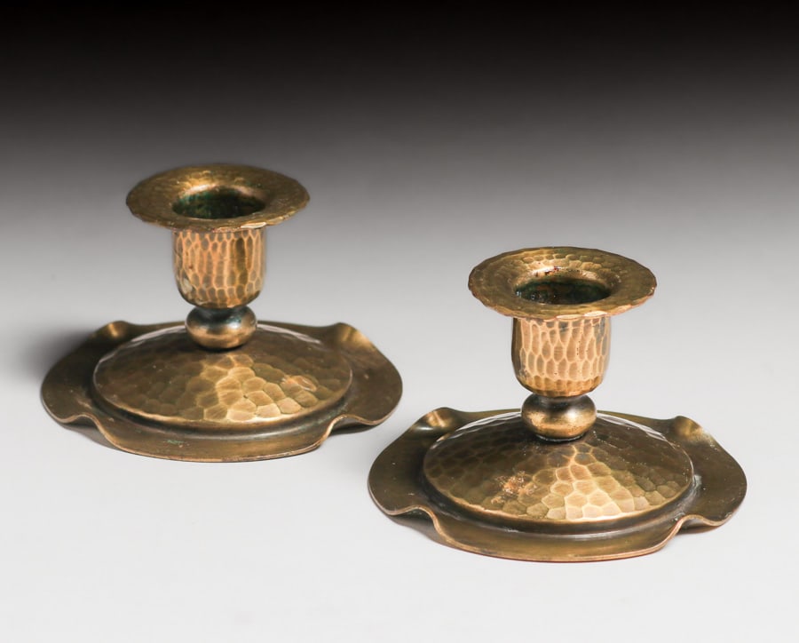Roycroft Hammered Copper Candlesticks c1920s (1 of 4)