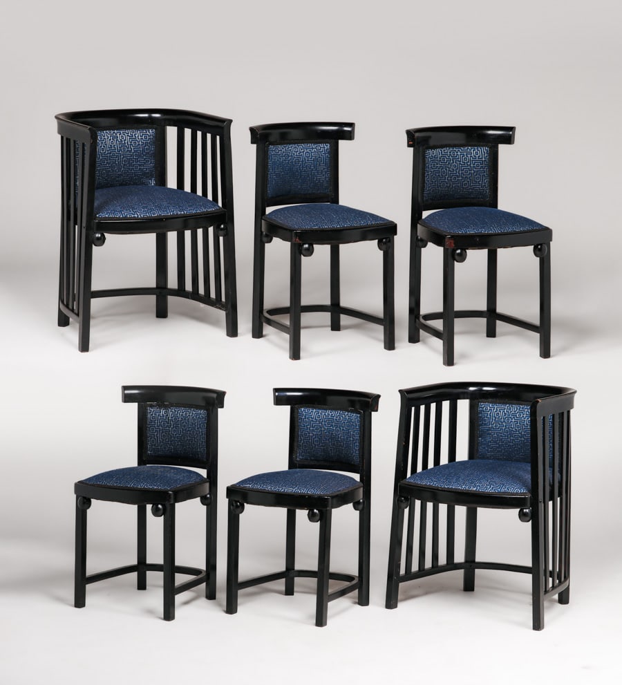 Josef Hoffmann Fledermaus Set of 6 Chairs c1920s (1 of 7)