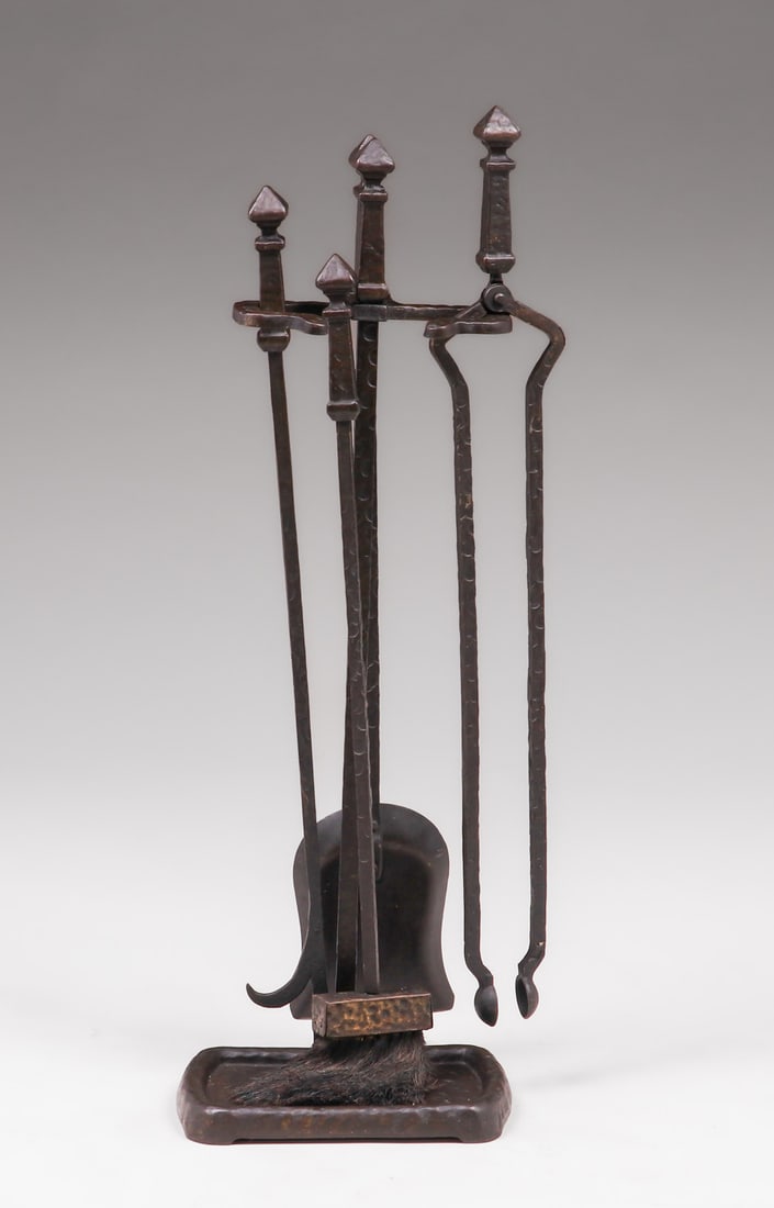 Arts & Crafts Period Iron Fireplace Tool Set c1920 (1 of 5)