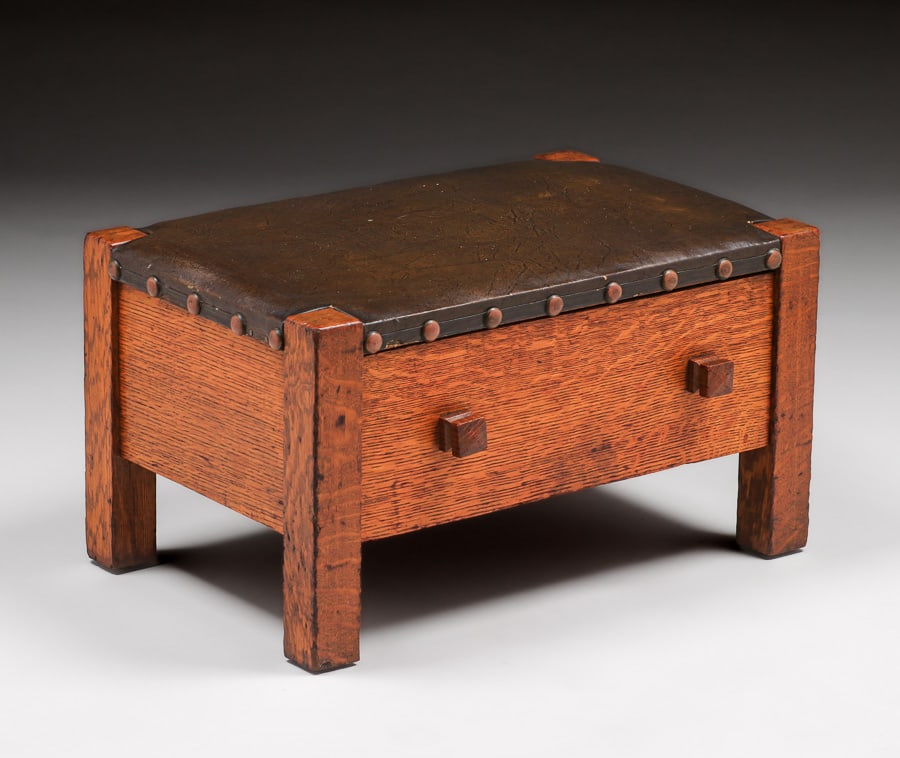 Lakeside Crafts Shop - Sheboygan, WI One-Drawer Footstool c1910 (1 of 6)