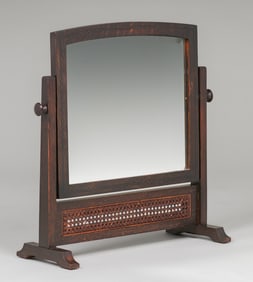 Arts & Crafts Oak & Cane Table-Top Mirror c1910