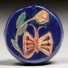 California Faience Berkeley High School Student Made Butterfly Tile c1930s