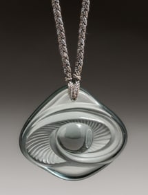 Vintage Lalique Cecelia Fume Crystal Eye Pendant