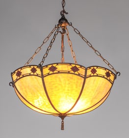 Handel Geometric Overlay Hanging Chandelier c1910s