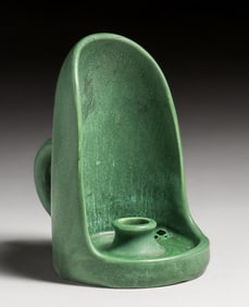 Hampshire Pottery Matte Green One-Handle Chamberstick c1910