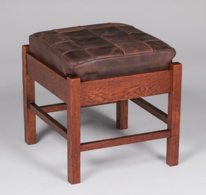 Lifetime Furniture Co Square Oak Footstool c1910