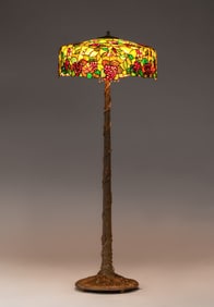 John Morgan & Sons – Brooklyn, NY Grapevine Leaded Glass Floor Lamp c1910