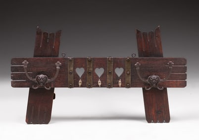 Shop of the Crafters - Cincinnati Cutout Oak Hanging Coatrack c1910