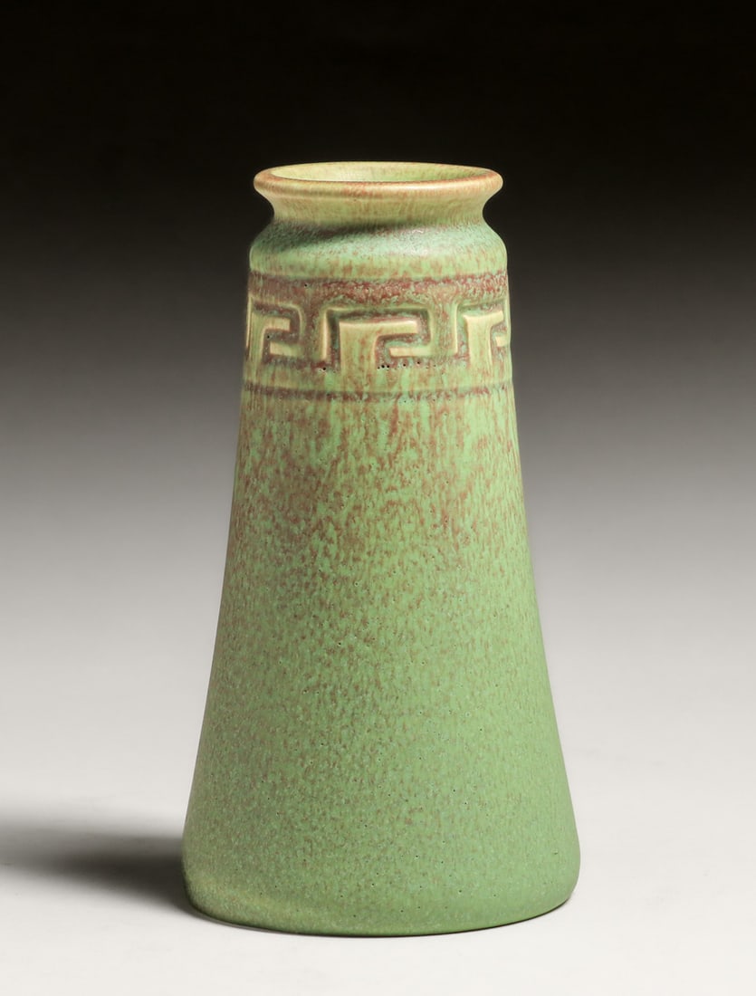 Rookwood Pottery #1655 Matte Green Greek Key Vase 1911 (1 of 4)