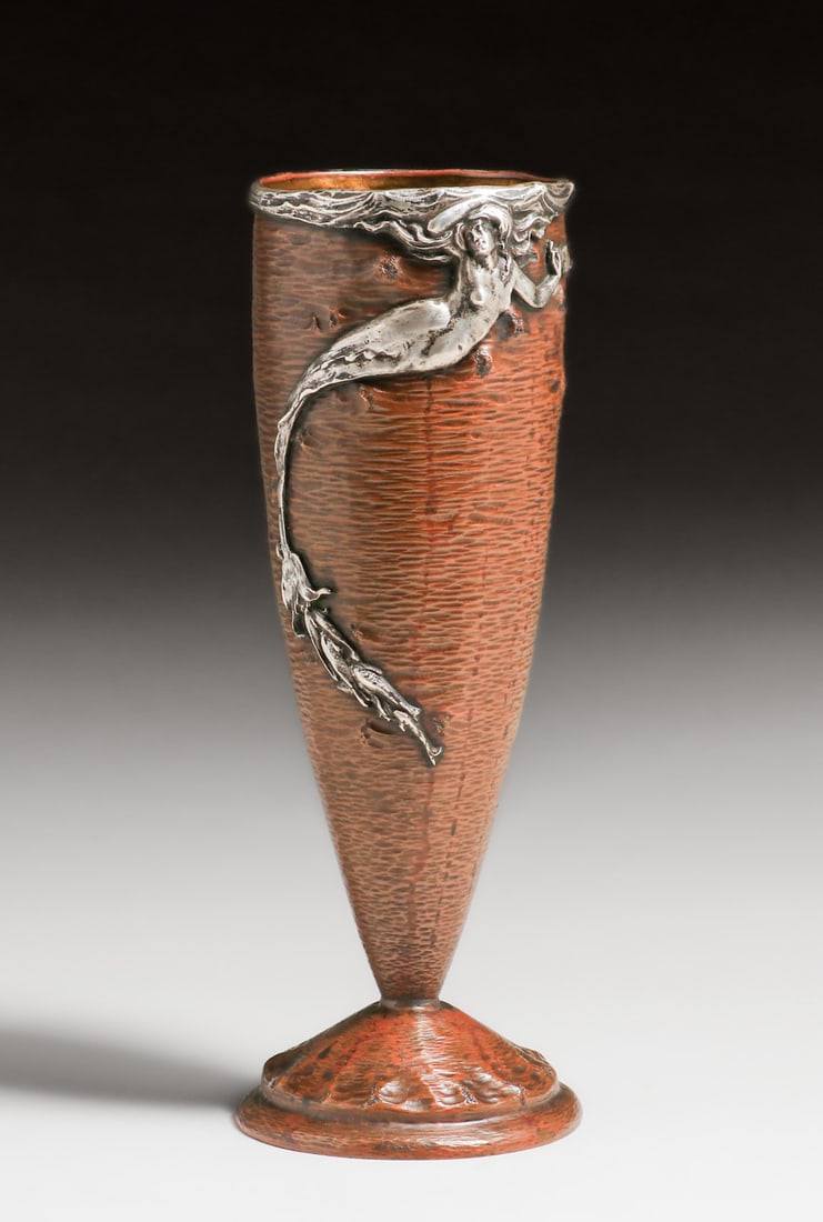 Art Nouveau Hammered Copper & Silver Mixed Metal Vase c1905 (1 of 7)