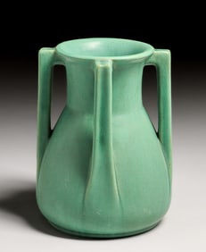 Teco Pottery #403A Matte Green Prairie School Four-Handled Vase c1905